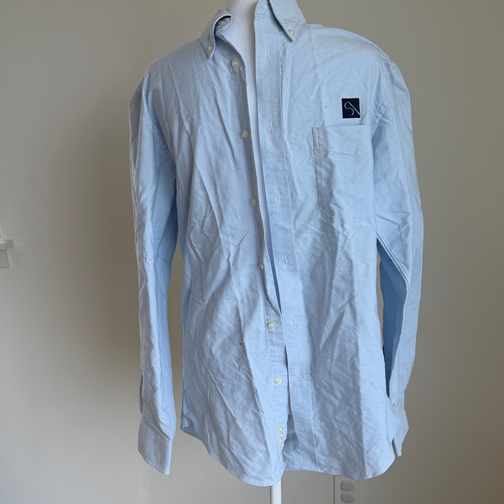 Lands' End Men's Sky Blue Casual Button Down Shirt